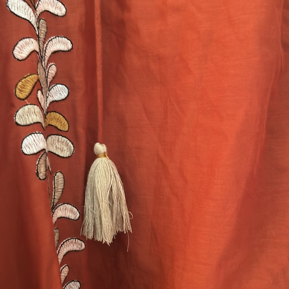 Anthropologie Rust Embroidered Long Sleeve Dress - Picture 10 of 17